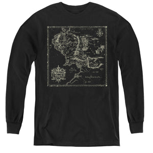 AN OFFCIALLY LICENSED LORD OF THE RINGS MAP OF ME YOUTH LONG SLEEVE T-SHIRT BLACK
