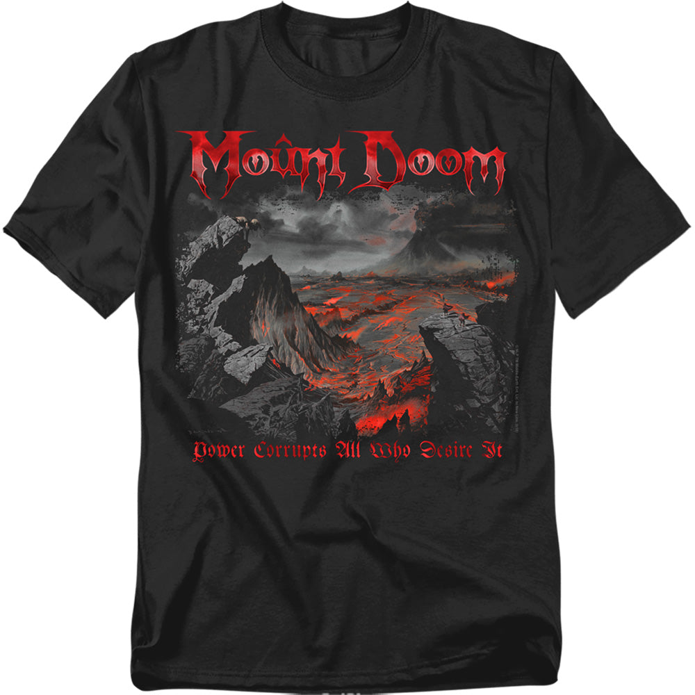 AN OFFCIALLY LICENSED LORD OF THE RINGS POWER CORRUPTS MEN'S REGULAR FIT T-SHIRT BLACK