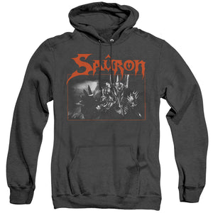 AN OFFCIALLY LICENSED LORD OF THE RINGS SAURON ADULT UNISEX HEATHER PULLOVER HOODIE BLACK