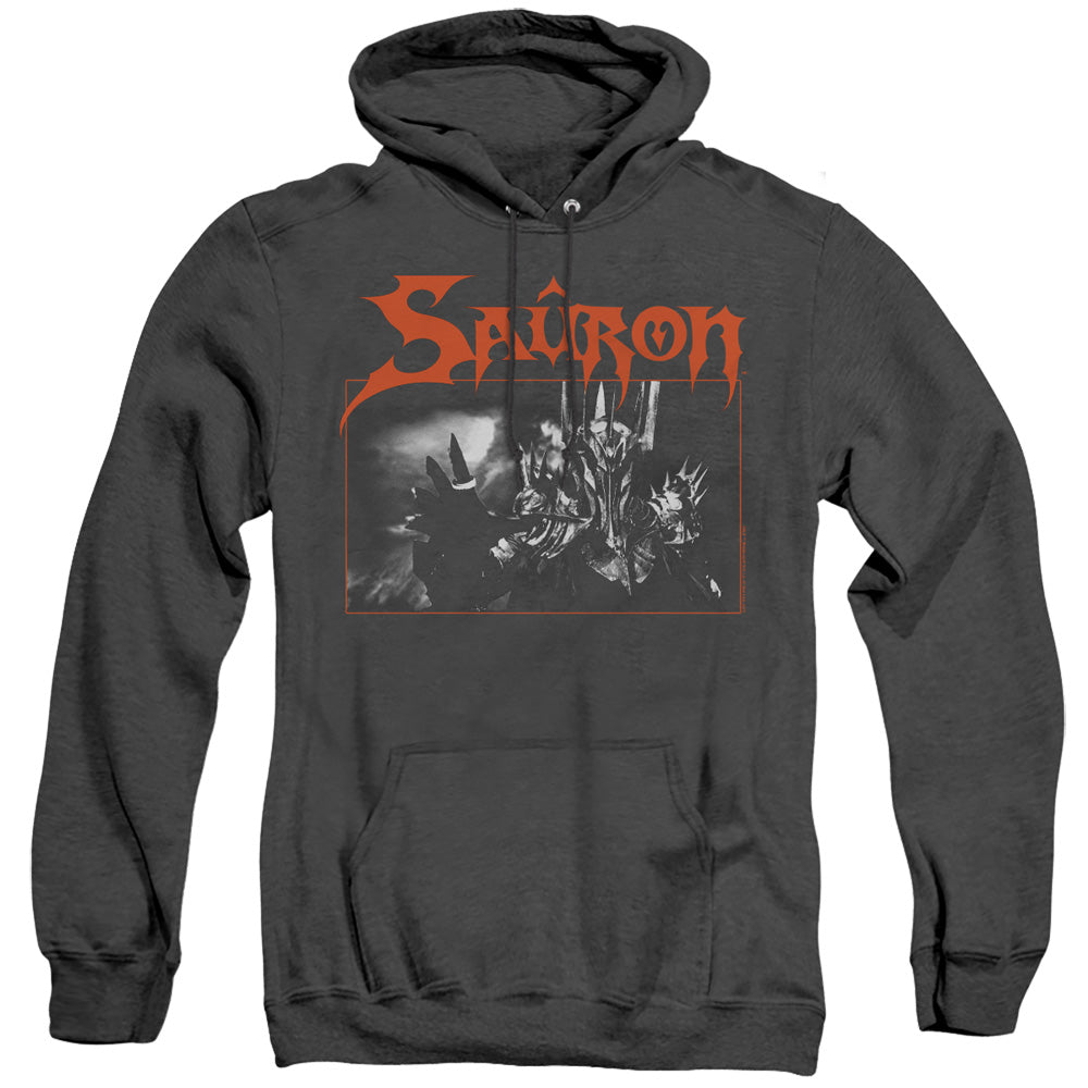 AN OFFCIALLY LICENSED LORD OF THE RINGS SAURON ADULT UNISEX HEATHER PULLOVER HOODIE BLACK