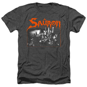 AN OFFCIALLY LICENSED LORD OF THE RINGS SAURON MEN'S HEATHER T-SHIRT CHARCOAL