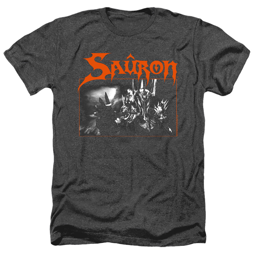 AN OFFCIALLY LICENSED LORD OF THE RINGS SAURON MEN'S HEATHER T-SHIRT CHARCOAL