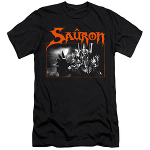 AN OFFCIALLY LICENSED LORD OF THE RINGS SAURON MEN'S PREMIUM SLIM FIT T-SHIRT BLACK