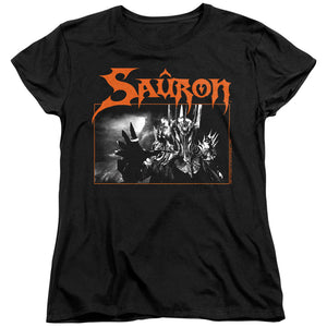 AN OFFCIALLY LICENSED LORD OF THE RINGS SAURON WOMEN'S REGULAR FIT T-SHIRT BLACK