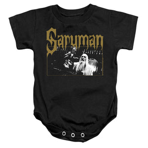 AN OFFCIALLY LICENSED LORD OF THE RINGS SARUMAN BABY BODYSUIT BLACK