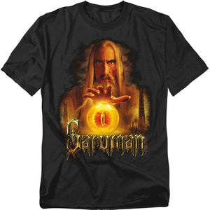 AN OFFCIALLY LICENSED LOR SARUMAN MEN'S REGULAR FIT T-SHIRT BLACK