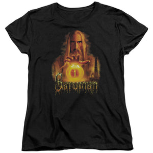 AN OFFCIALLY LICENSED LOR SARUMAN WOMEN'S REGULAR FIT T-SHIRT BLACK