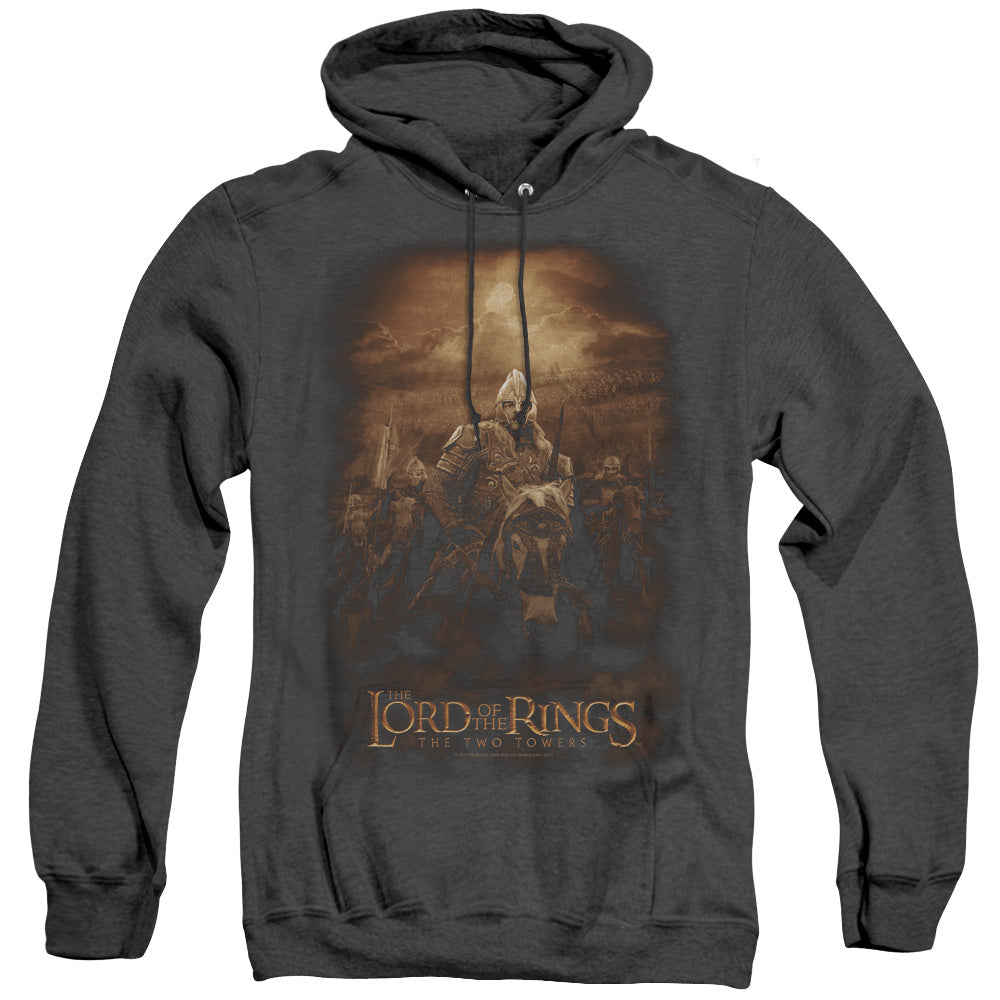 AN OFFCIALLY LICENSED LOR RIDERS OF ROHAN ADULT UNISEX HEATHER PULLOVER HOODIE BLACK
