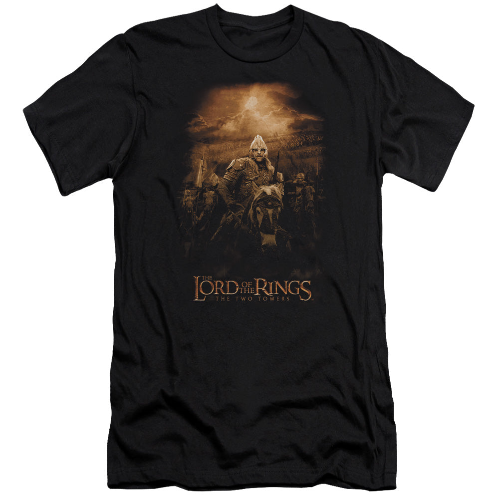 AN OFFCIALLY LICENSED LOR RIDERS OF ROHAN MEN'S PREMIUM SLIM FIT T-SHIRT BLACK