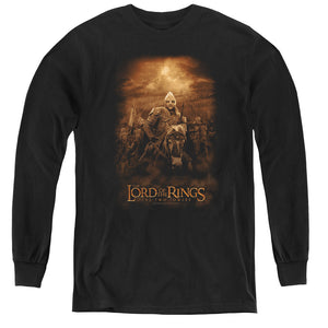 AN OFFCIALLY LICENSED LOR RIDERS OF ROHAN YOUTH LONG SLEEVE T-SHIRT BLACK