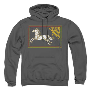AN OFFCIALLY LICENSED LOR ROHAN BANNER ADULT UNISEX PULLOVER HOODIE CHARCOAL