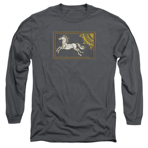 AN OFFCIALLY LICENSED LOR ROHAN BANNER MEN'S LONG SLEEVE T-SHIRT CHARCOAL