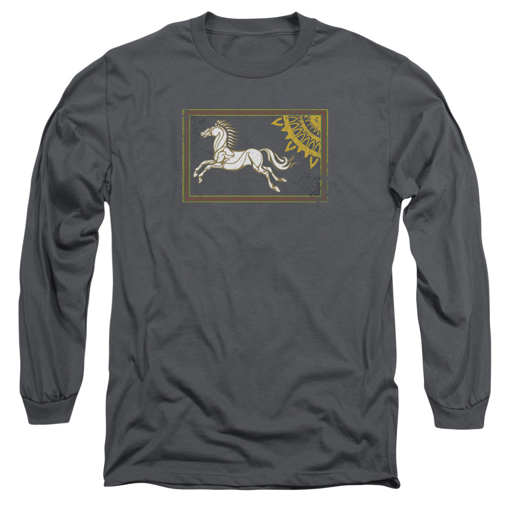 AN OFFCIALLY LICENSED LOR ROHAN BANNER MEN'S LONG SLEEVE T-SHIRT CHARCOAL
