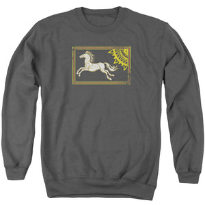 AN OFFCIALLY LICENSED LOR ROHAN BANNER ADULT UNISEX CREWNECK SWEATSHIRT CHARCOAL