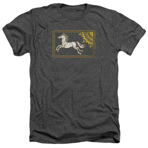 AN OFFCIALLY LICENSED LOR ROHAN BANNER MEN'S HEATHER T-SHIRT CHARCOAL