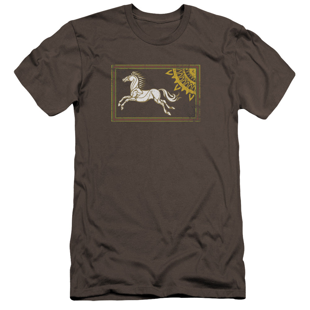 AN OFFCIALLY LICENSED LOR ROHAN BANNER MEN'S PREMIUM SLIM FIT T-SHIRT CHARCOAL