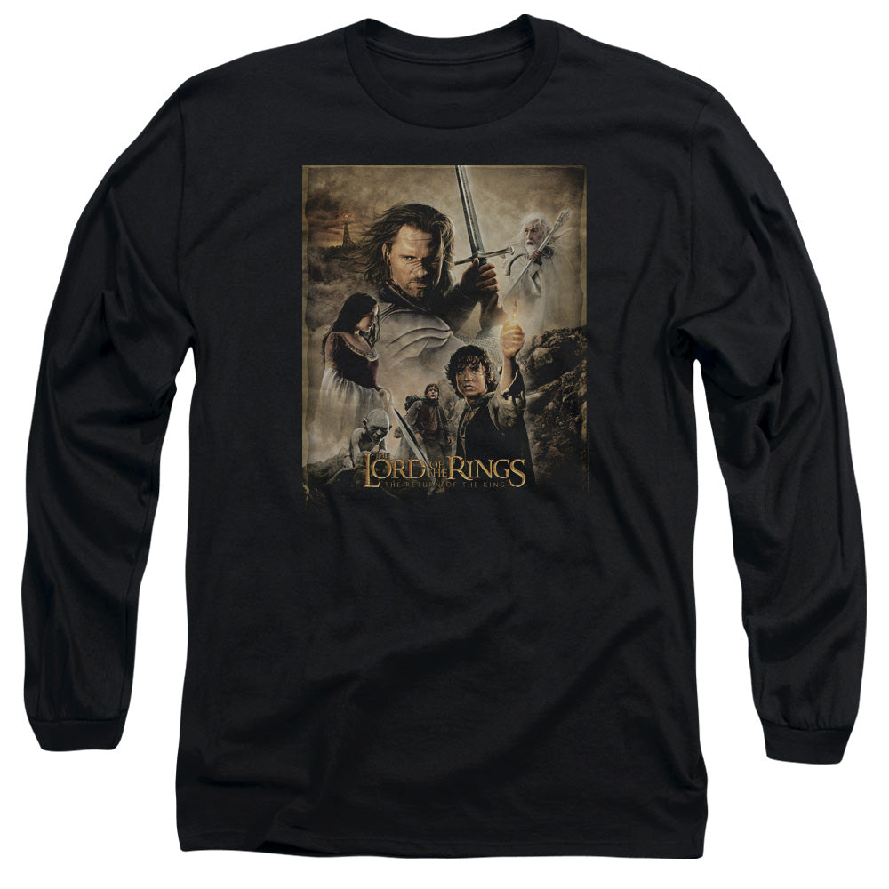 AN OFFCIALLY LICENSED LOR ROTK POSTER MEN'S LONG SLEEVE T-SHIRT BLACK