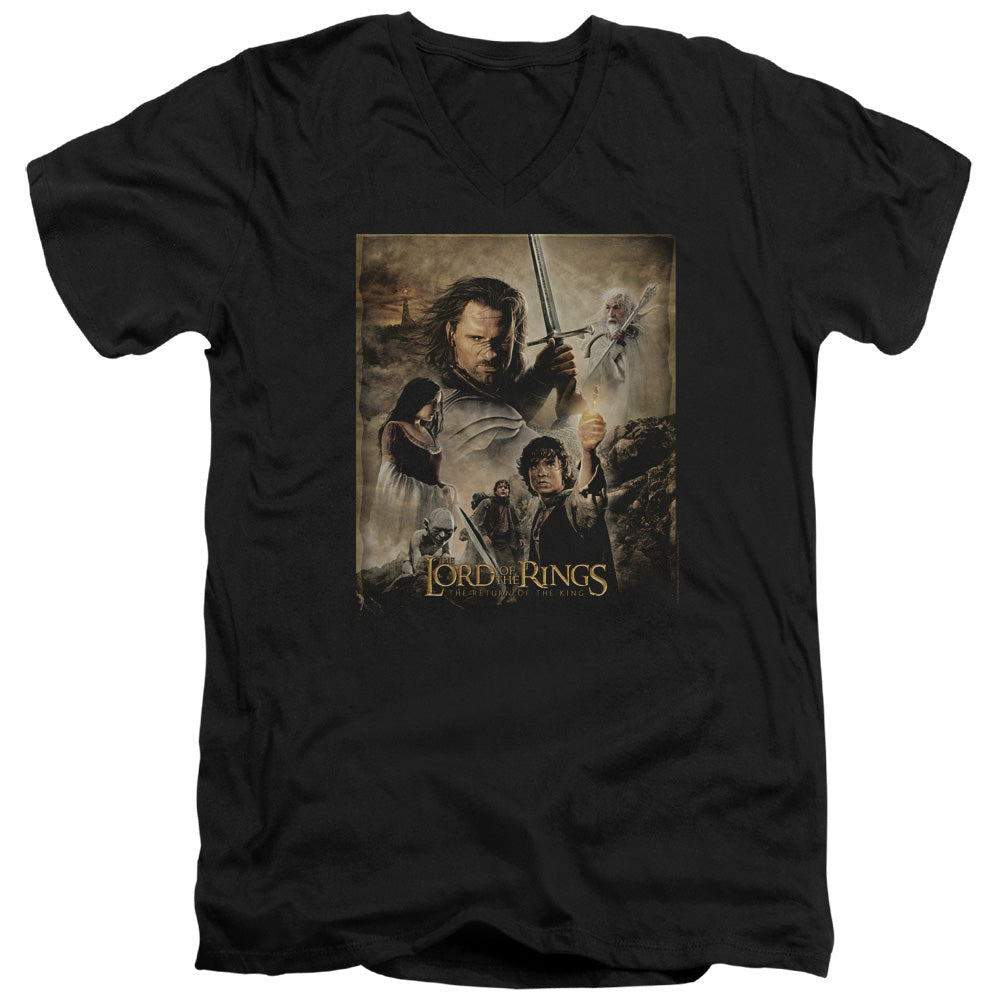 AN OFFCIALLY LICENSED LOR ROTK POSTER MEN'S V-NECK T-SHIRT BLACK