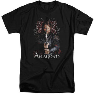 AN OFFCIALLY LICENSED LOR ARAGORN MEN'S TALL FIT T-SHIRT BLACK