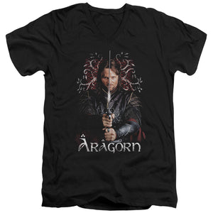 AN OFFCIALLY LICENSED LOR ARAGORN MEN'S V-NECK T-SHIRT BLACK