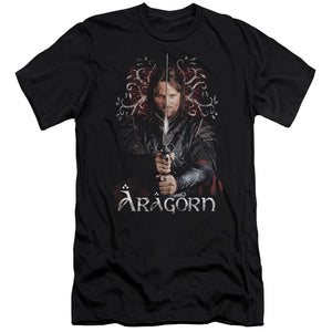 AN OFFCIALLY LICENSED LOR ARAGORN MEN'S PREMIUM SLIM FIT T-SHIRT BLACK