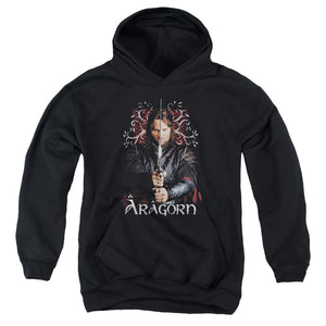 AN OFFCIALLY LICENSED LOR ARAGORN YOUTH HOODIE BLACK