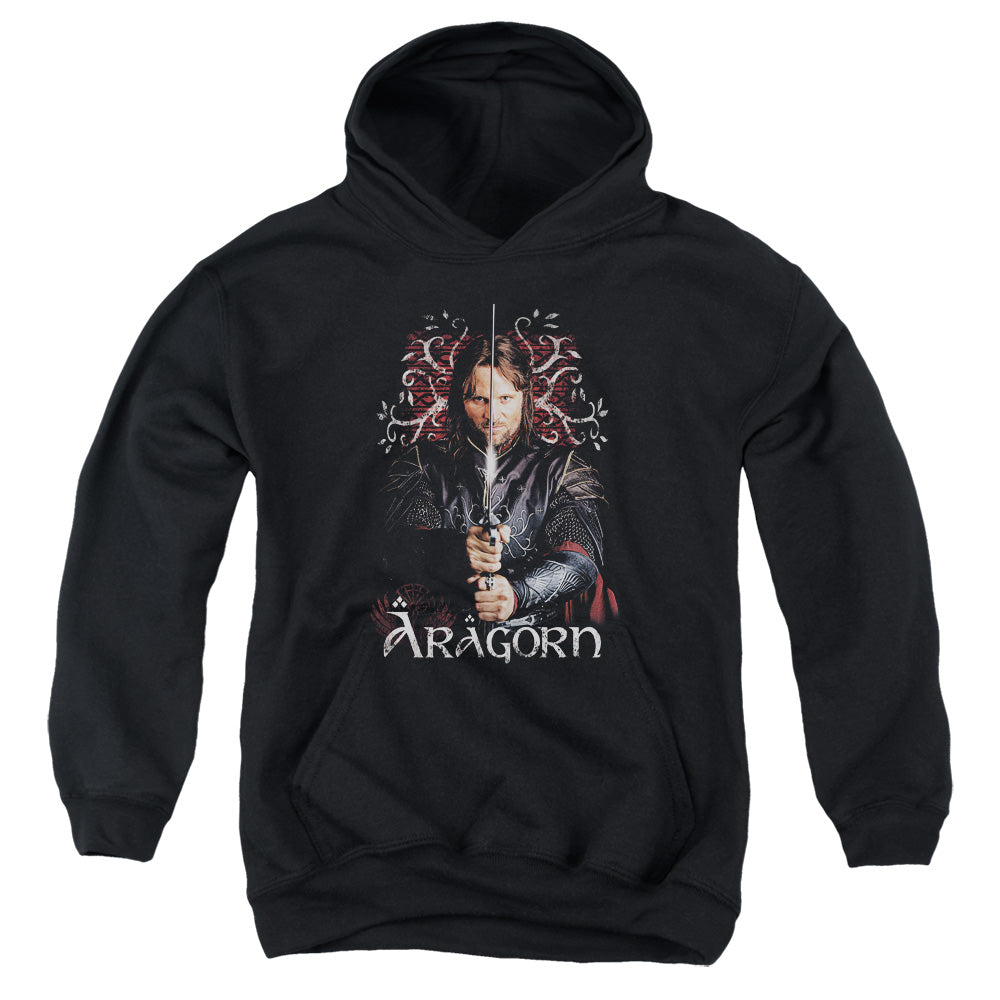 AN OFFCIALLY LICENSED LOR ARAGORN YOUTH HOODIE BLACK