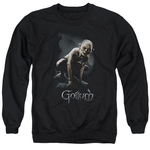 AN OFFCIALLY LICENSED LOR GOLLUM ADULT UNISEX CREWNECK SWEATSHIRT BLACK