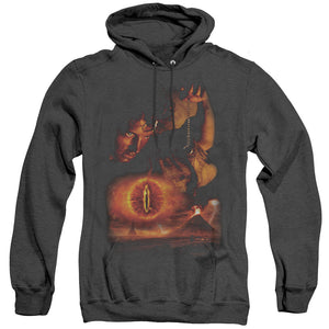 AN OFFCIALLY LICENSED LOR DESTROY THE RING ADULT UNISEX HEATHER PULLOVER HOODIE BLACK