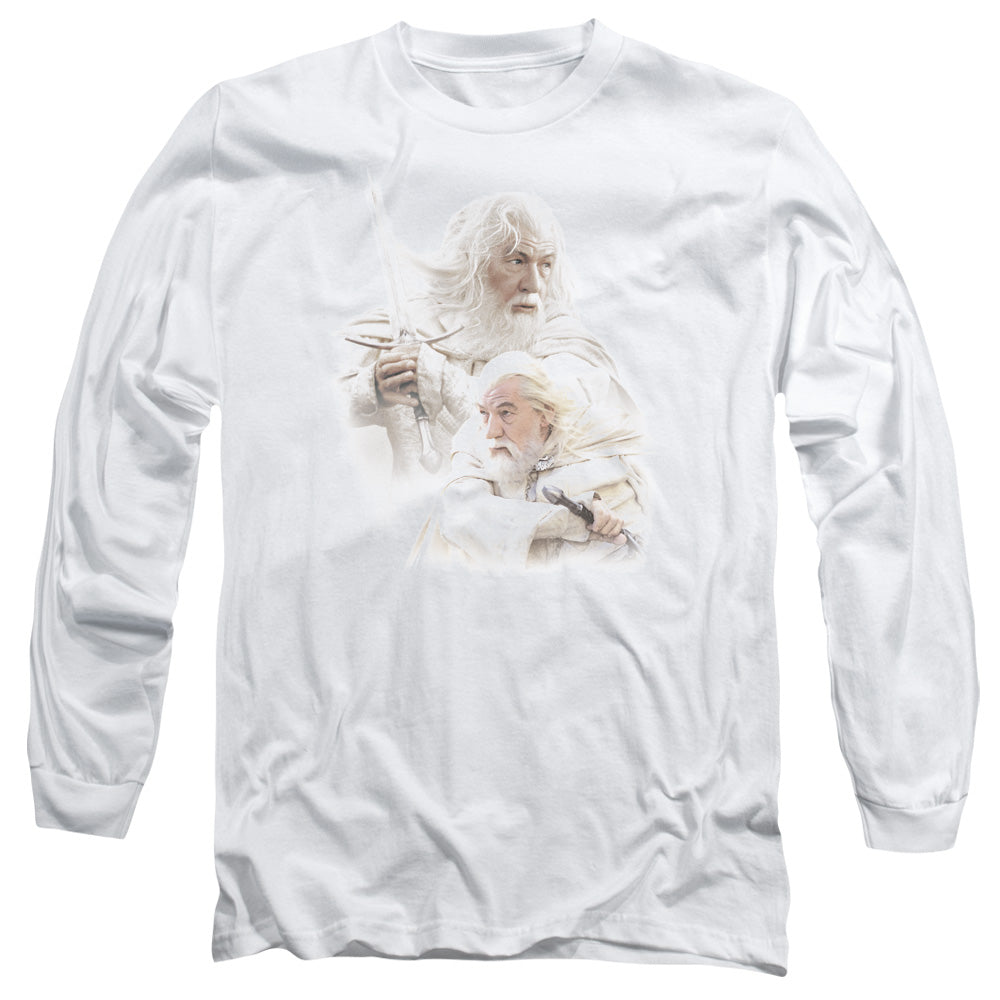 AN OFFCIALLY LICENSED LOR GANDALF THE WHITE MEN'S LONG SLEEVE T-SHIRT WHITE