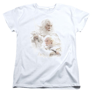 AN OFFCIALLY LICENSED LOR GANDALF THE WHITE WOMEN'S REGULAR FIT T-SHIRT WHITE