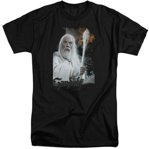 AN OFFCIALLY LICENSED LOR GANDALF MEN'S TALL FIT T-SHIRT BLACK