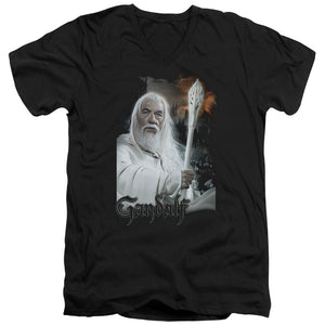 AN OFFCIALLY LICENSED LOR GANDALF MEN'S V-NECK T-SHIRT BLACK