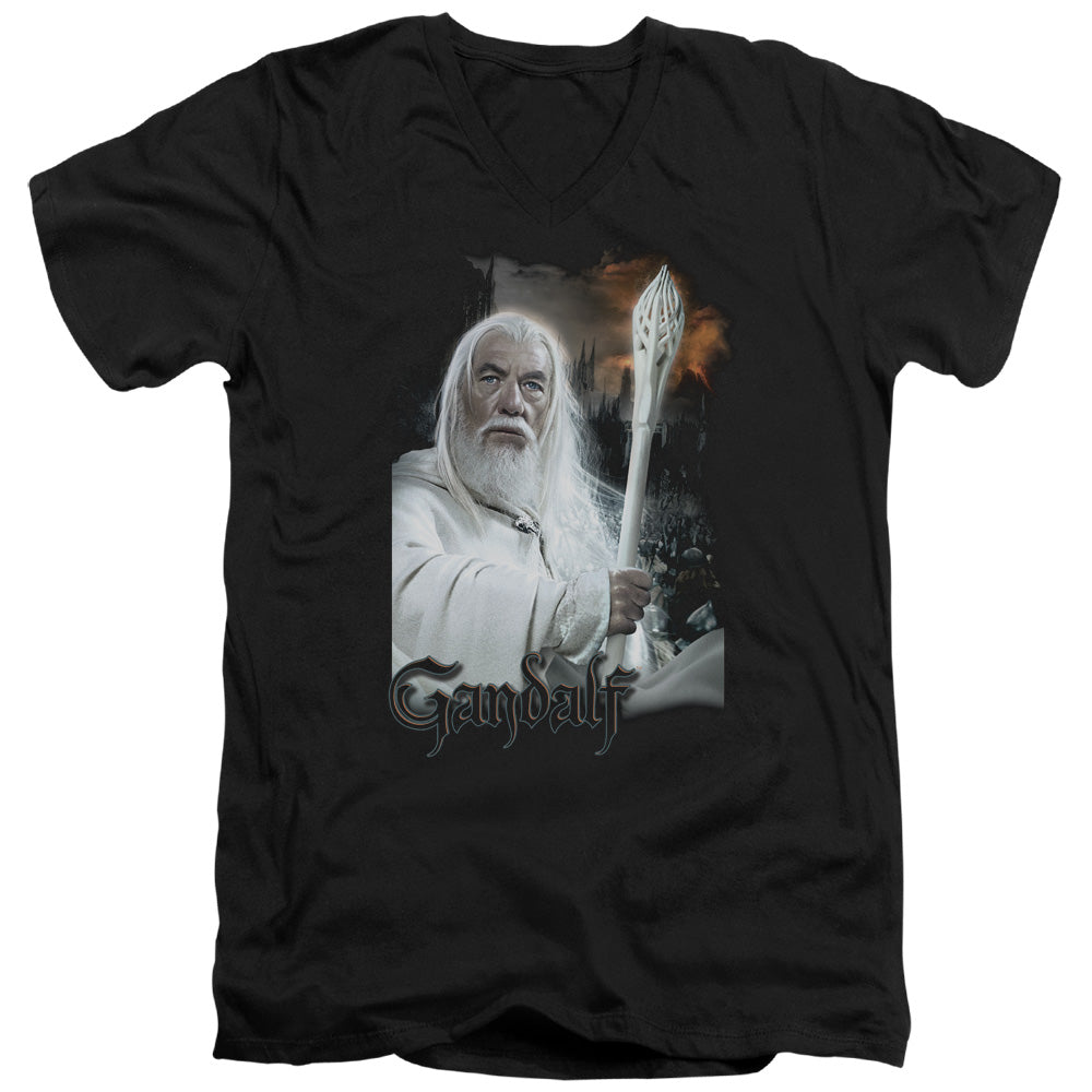 AN OFFCIALLY LICENSED LOR GANDALF MEN'S V-NECK T-SHIRT BLACK