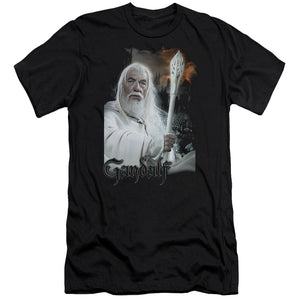AN OFFCIALLY LICENSED LOR GANDALF MEN'S PREMIUM SLIM FIT T-SHIRT BLACK