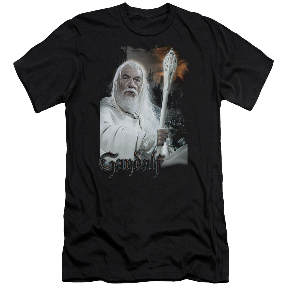 AN OFFCIALLY LICENSED LOR GANDALF MEN'S PREMIUM SLIM FIT T-SHIRT BLACK
