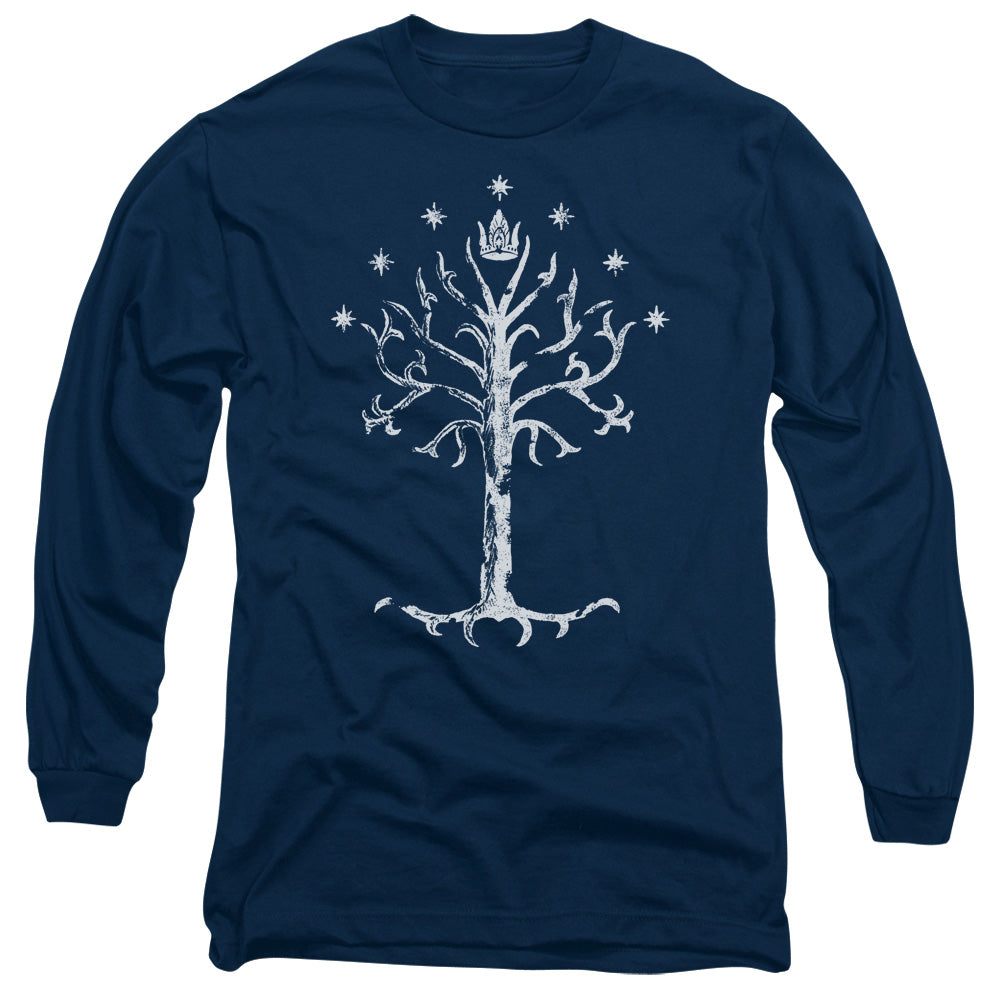 AN OFFCIALLY LICENSED LOR TREE OF GONDOR MEN'S LONG SLEEVE T-SHIRT NAVY