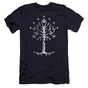 AN OFFCIALLY LICENSED LOR TREE OF GONDOR MEN'S PREMIUM SLIM FIT T-SHIRT NAVY