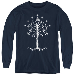AN OFFCIALLY LICENSED LOR TREE OF GONDOR YOUTH LONG SLEEVE T-SHIRT NAVY