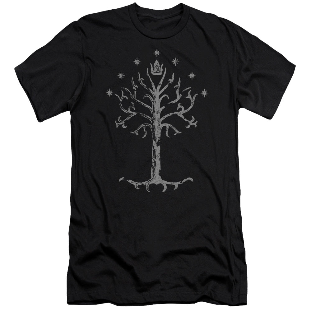 AN OFFCIALLY LICENSED LOR TREE OF GONDOR MEN'S PREMIUM SLIM FIT T-SHIRT BLACK