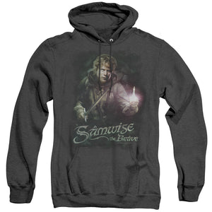 AN OFFCIALLY LICENSED LOR SAMWISE THE BRAVE ADULT UNISEX HEATHER PULLOVER HOODIE BLACK