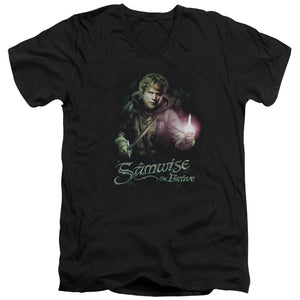 AN OFFCIALLY LICENSED LOR SAMWISE THE BRAVE MEN'S V-NECK T-SHIRT BLACK