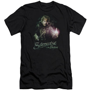 AN OFFCIALLY LICENSED LOR SAMWISE THE BRAVE MEN'S PREMIUM SLIM FIT T-SHIRT BLACK