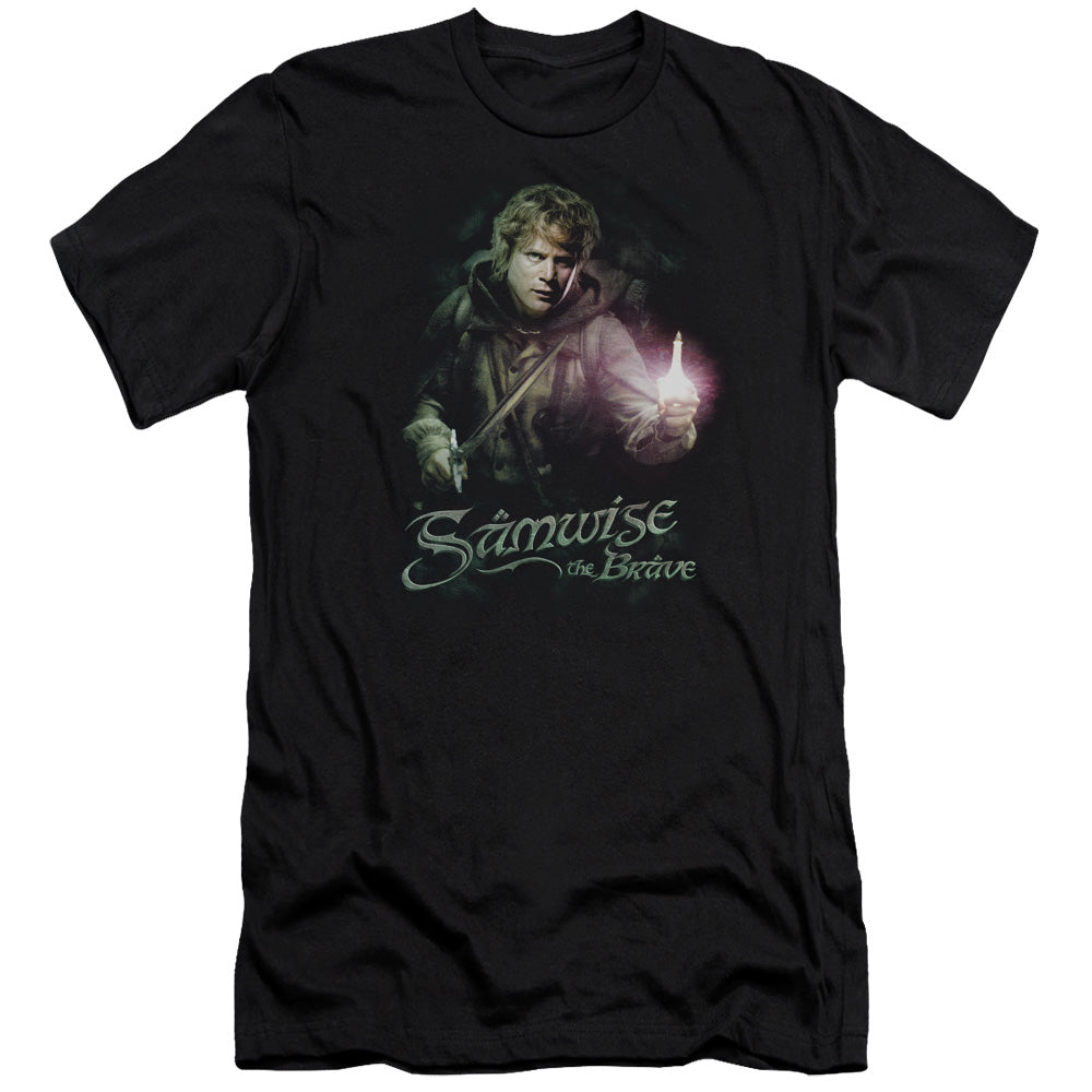 AN OFFCIALLY LICENSED LOR SAMWISE THE BRAVE MEN'S PREMIUM SLIM FIT T-SHIRT BLACK