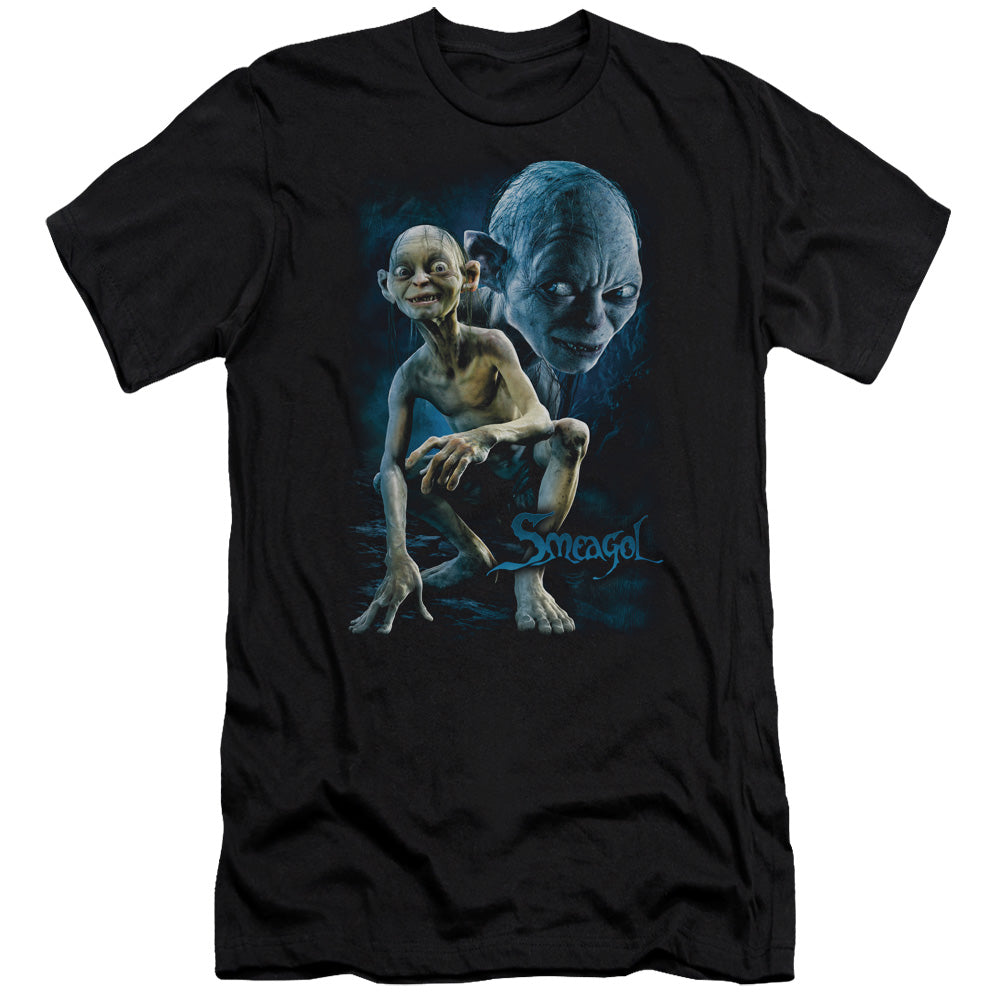AN OFFCIALLY LICENSED LOR SMEAGOL MEN'S PREMIUM SLIM FIT T-SHIRT BLACK