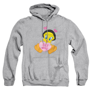 AN OFFCIALLY LICENSED LOONEY TUNES VALENTINE'S DAY TWEETY BEE MINE ADULT UNISEX PULLOVER HOODIE ATHLETIC HEATHER