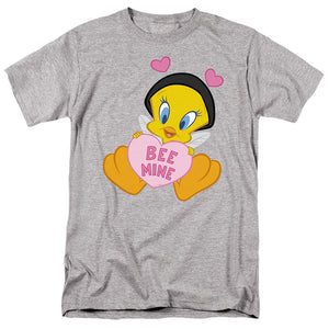 AN OFFCIALLY LICENSED LOONEY TUNES VALENTINE'S DAY TWEETY BEE MINE MEN'S REGULAR FIT T-SHIRT ATHLETIC HEATHER