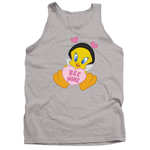 AN OFFCIALLY LICENSED LOONEY TUNES VALENTINE'S DAY TWEETY BEE MINE ADULT UNISEX TANK TOP ATHLETIC HEATHER