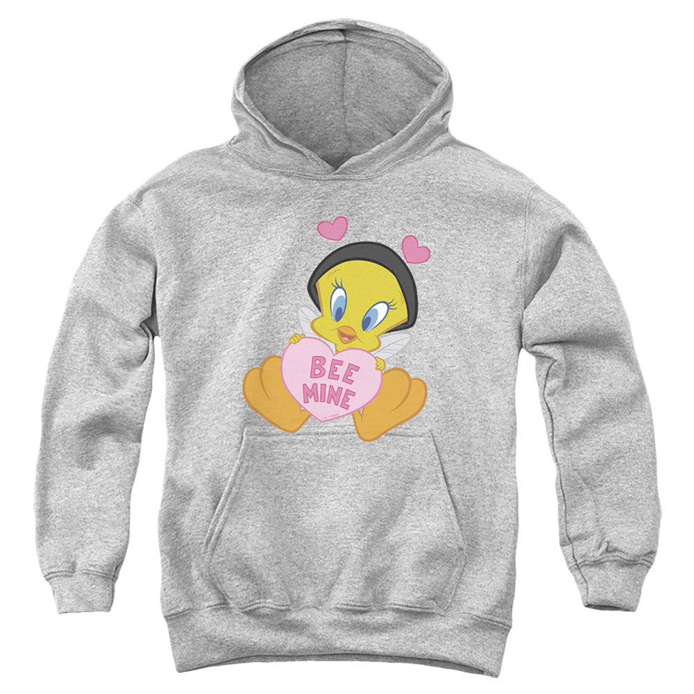 AN OFFCIALLY LICENSED LOONEY TUNES VALENTINE'S DAY TWEETY BEE MINE YOUTH HOODIE ATHLETIC HEATHER