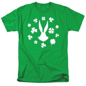 AN OFFCIALLY LICENSED LOONEY TUNES BUGS BUNNY ST. PATRICK'S CLOVER SILHOUETTE MEN'S REGULAR FIT T-SHIRT KELLY GREEN